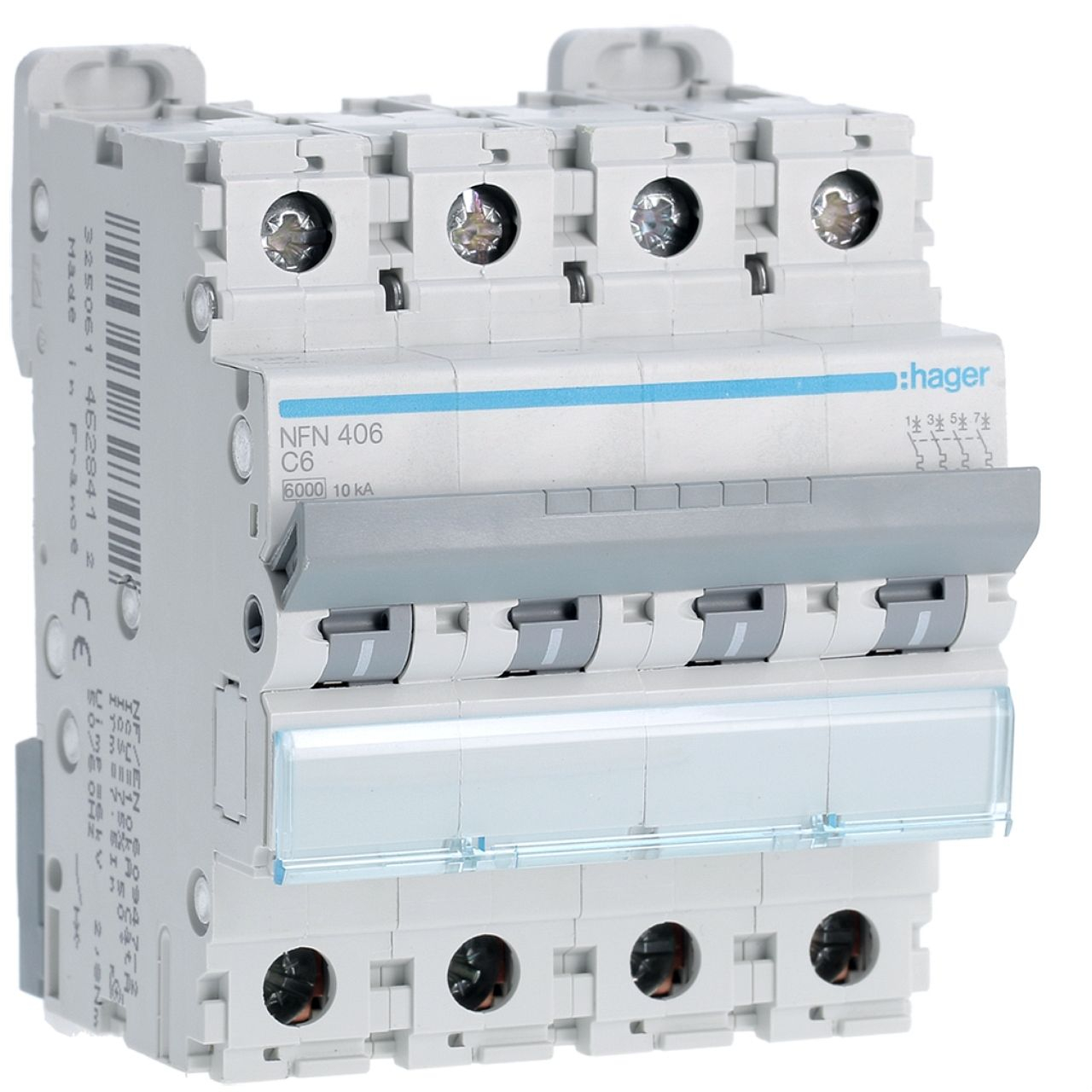 Disjoncteur 4P 6-10kA courbe C - 6A 4 modules