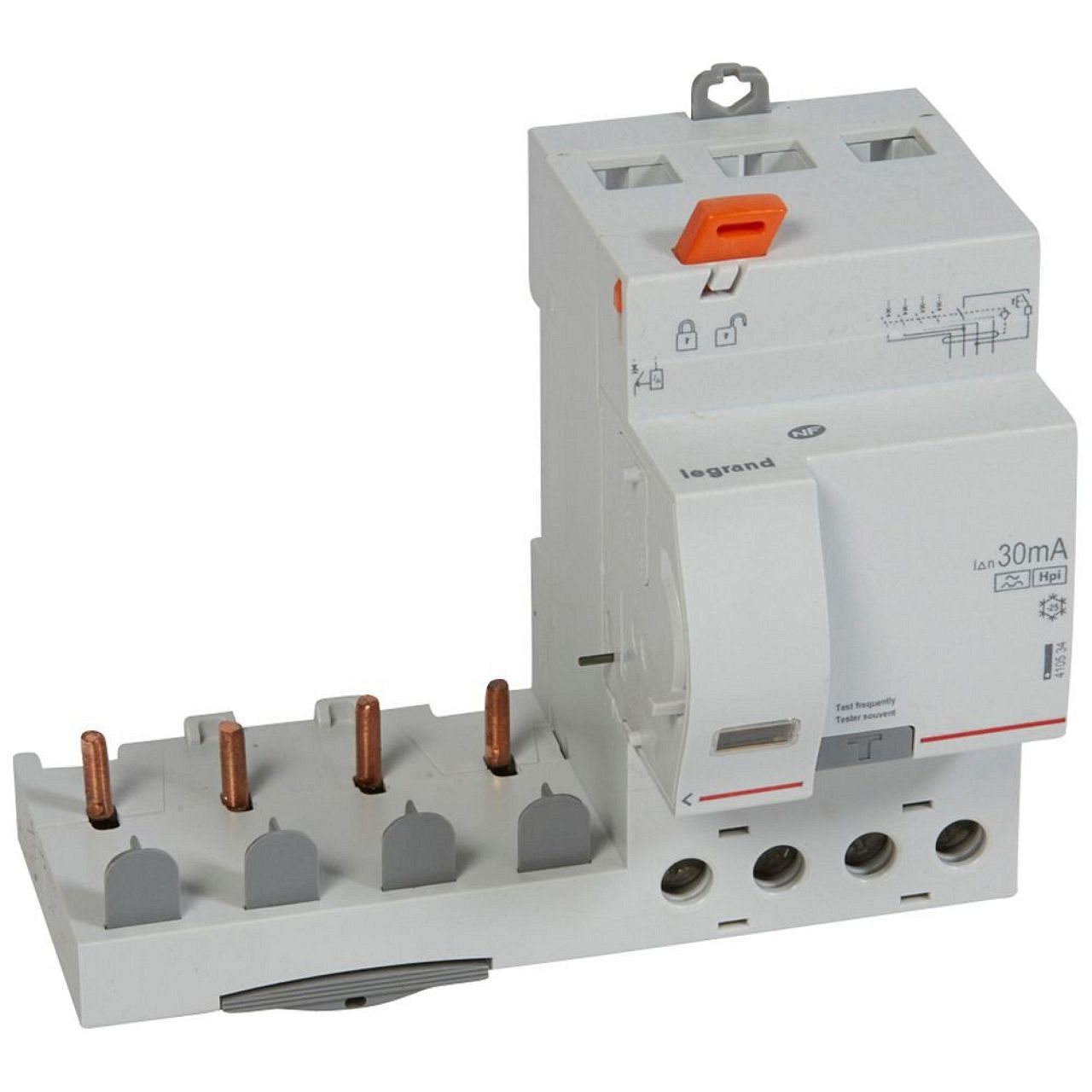 Bloc diff adaptable à vis DX³ - disj. 1 module par pôle -4P 400V~ 63A typeF 30mA