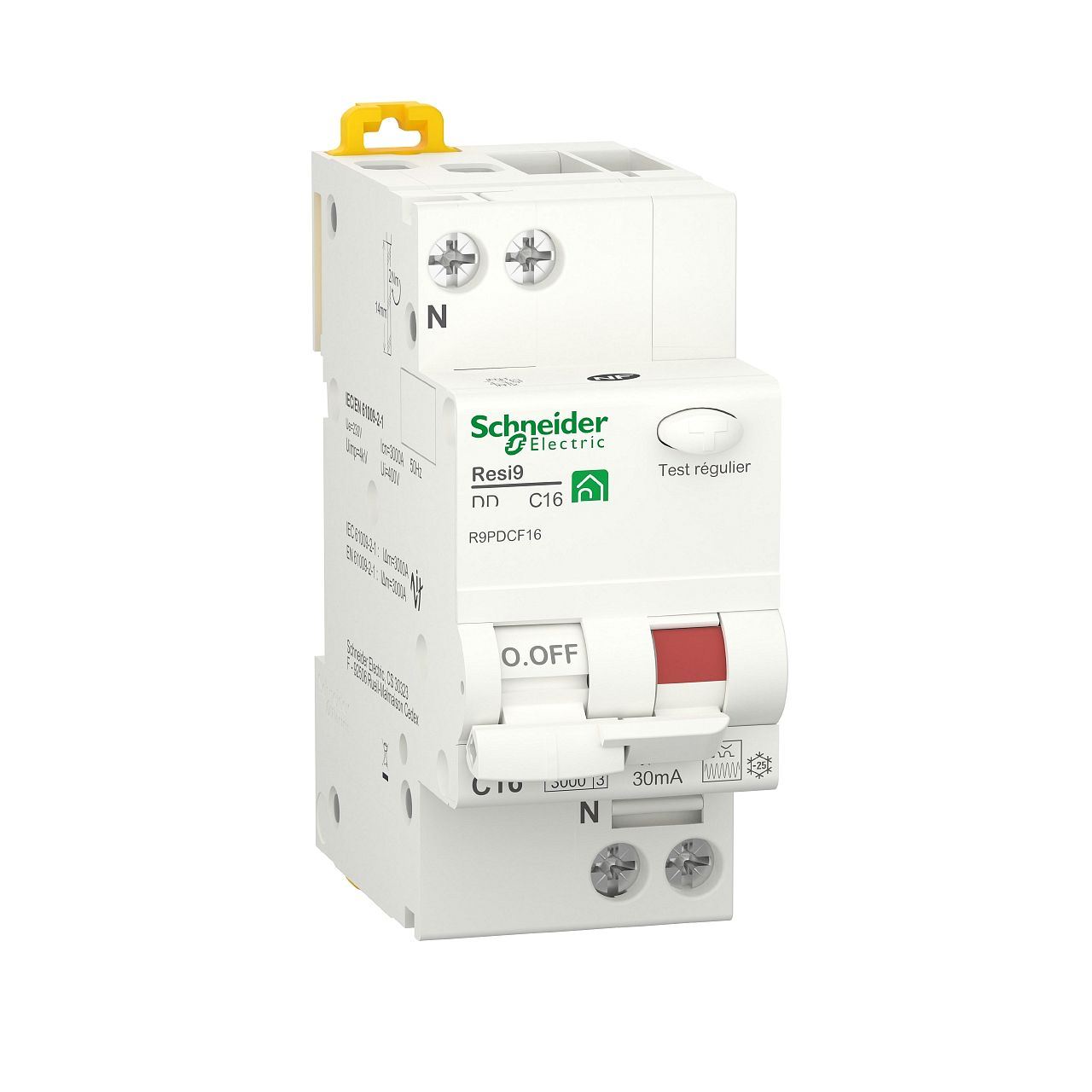 Resi9 - disjoncteur différentiel - 1P+N - 16A - 30mA - courbe C - type Fsi