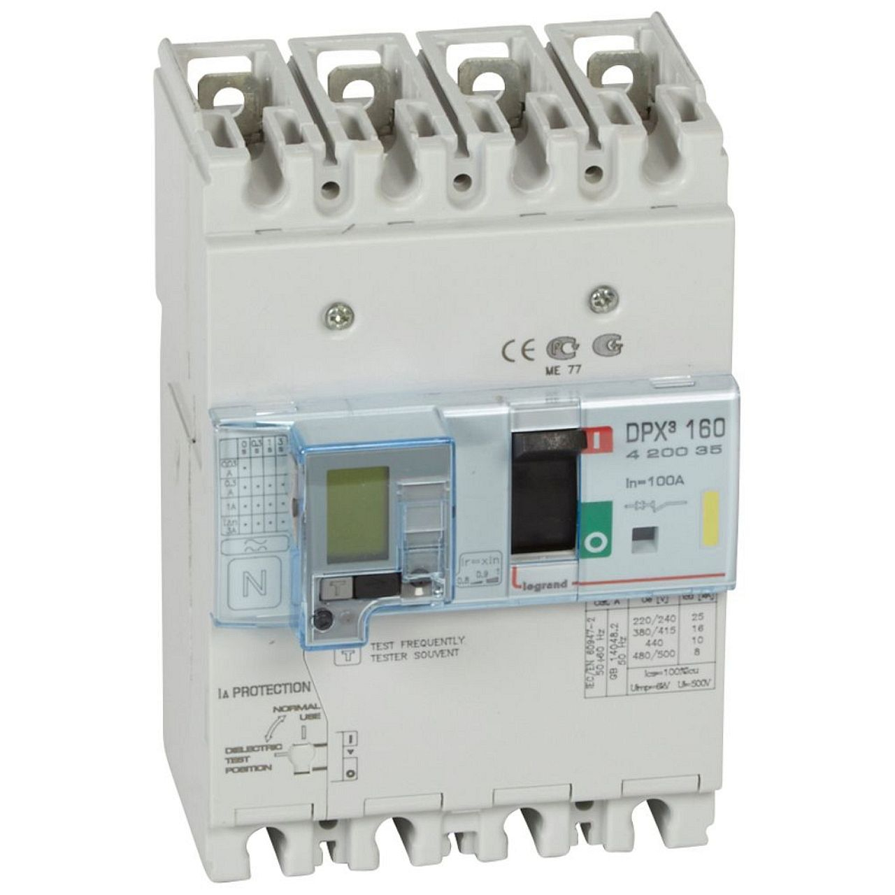 Disjoncteur magnétothermique différentiel DPX³160 Icu 16kA 400V~ - 4P - 100A