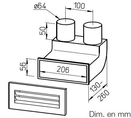 Kit plénum mural coudé pour conduit FRS⌀63 - FRS-WBS 2-63 - 9995 HELIOS VENTILATEURS - 9995 