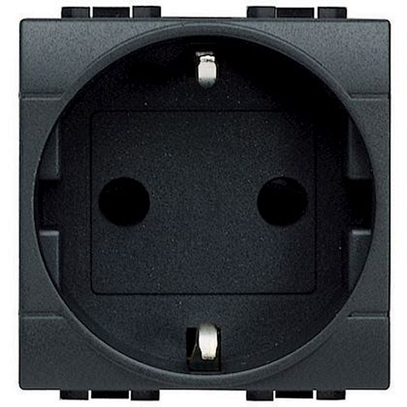Prise de courant standard germanique 2P+T Livinglight - Anthracite - 2 modules