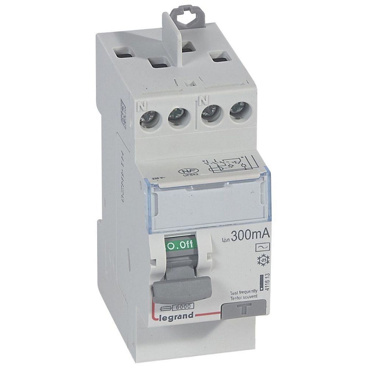 Interrupteur différentiel DX³-ID haut/haut vis - 2P 230V~ 25A AC 300mA - 2 mod