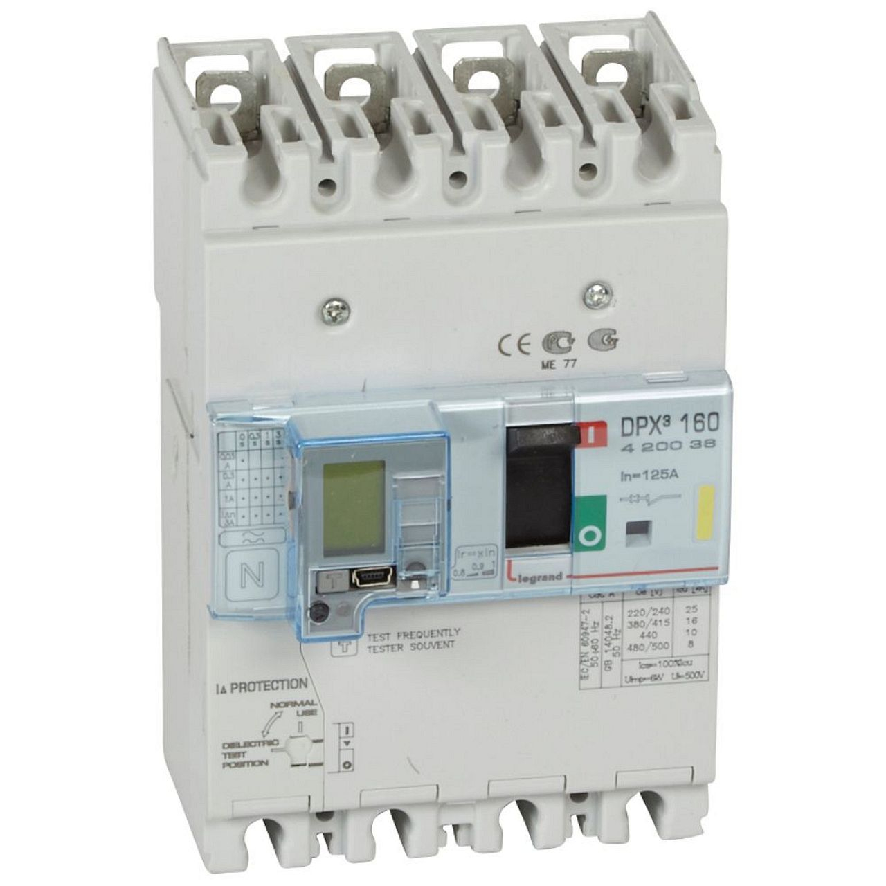 Disjoncteur magnétothermique différentiel DPX³160 Icu 16kA 400V~ - 4P - 125A