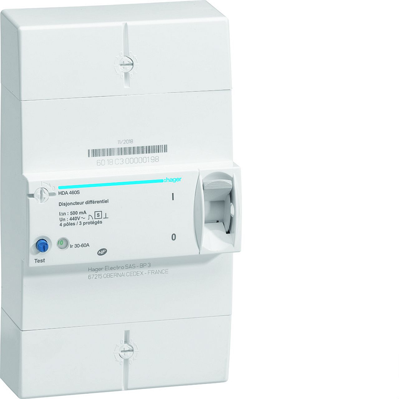 Disjoncteur de branchement différentiel 4P 30/60A 500mA sélectif