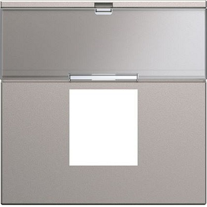 Enjoliveur prise RJ45 gallery avec porte-étiquette 2 modules titane