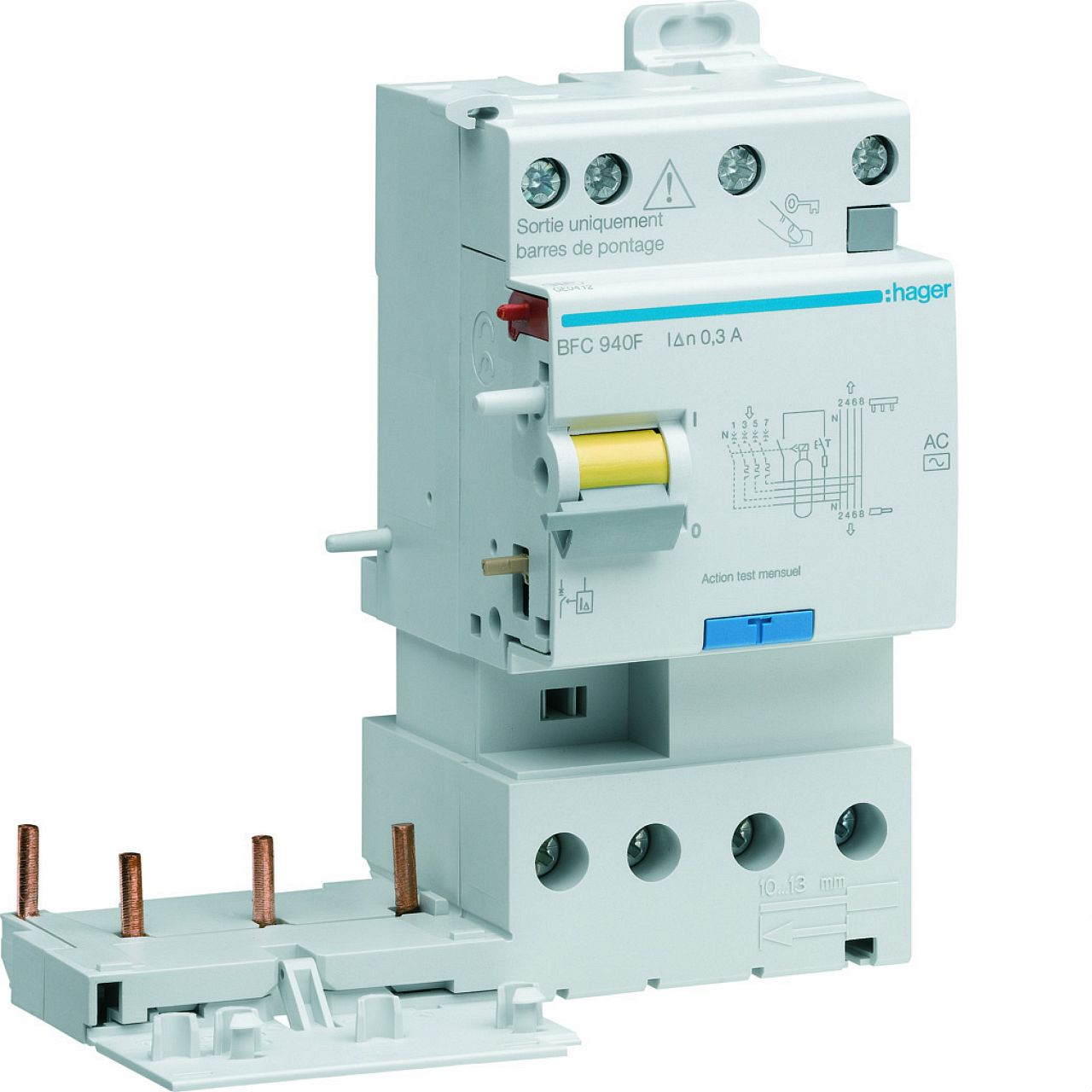 Bloc différentiel double sortie 3P+N 40A 300mA type AC