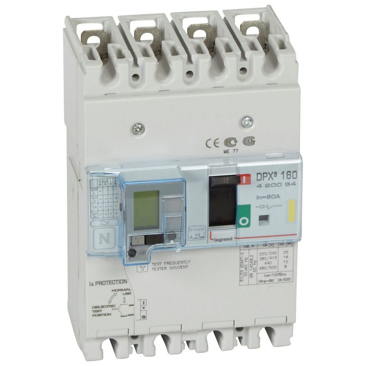 Disjoncteur magnétothermique différentiel DPX³160 Icu 16kA 400V~ - 4P - 80A