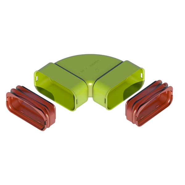 Kit coude 90° horizontal semi-circulaire D60x130 mm - AE55SC Air Excellent - 188576 UBBINK - 188576 
