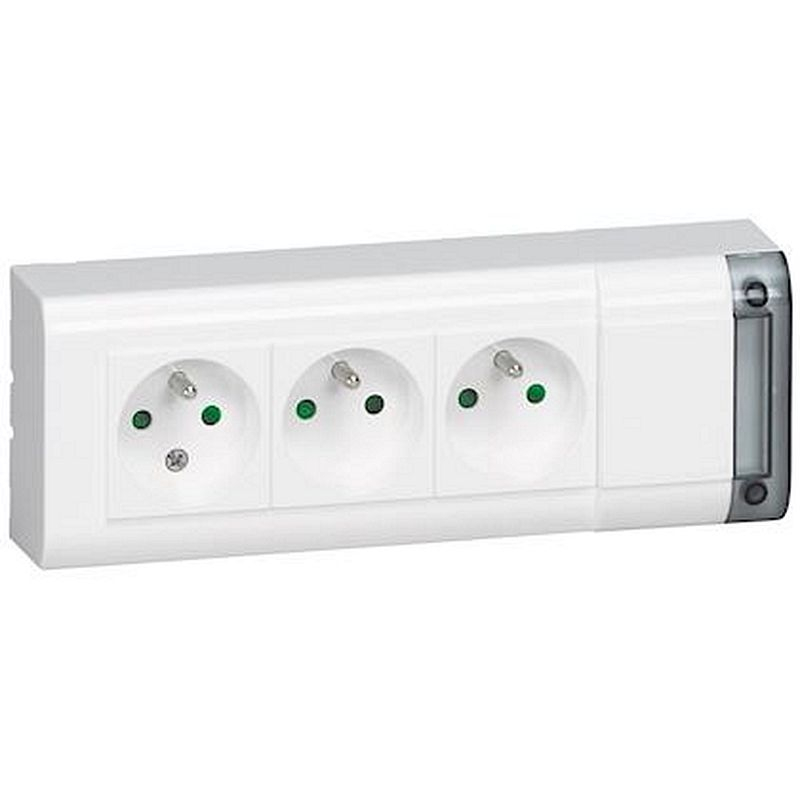Bloc multiprise fixable 3 prises de courant 2P+T longueur 208mm