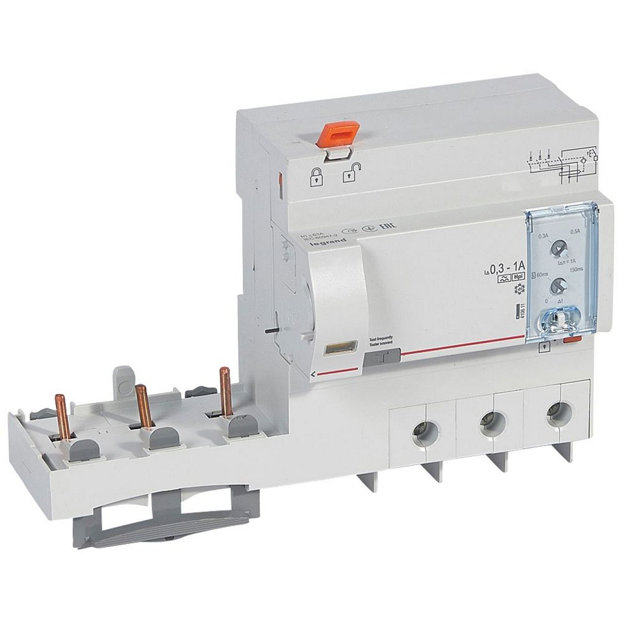 Bloc diff adaptable à vis DX³ pour disj. 1,5 mod/pôle -3P 63A -typeF réglable