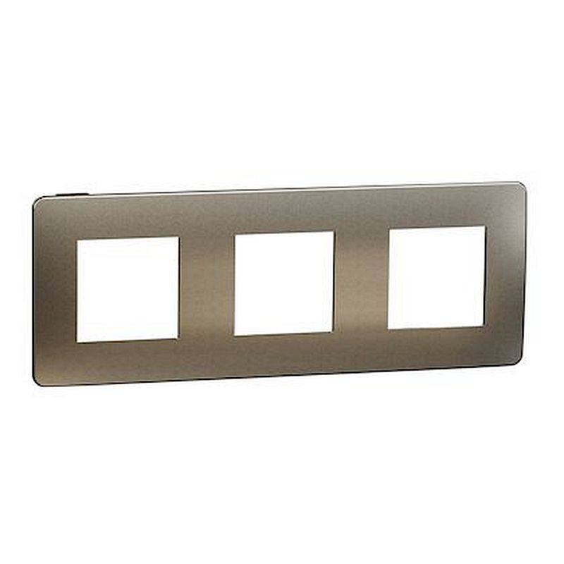 Unica Studio Métal N - plaque de finition - Bronze liseré Anthracite - 3 postes