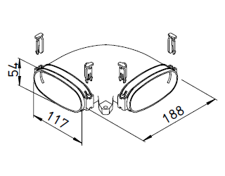 Coude horizontal pour conduit 114x51 - FRS-BH 51 - 3863 HELIOS VENTILATEURS - 3863 