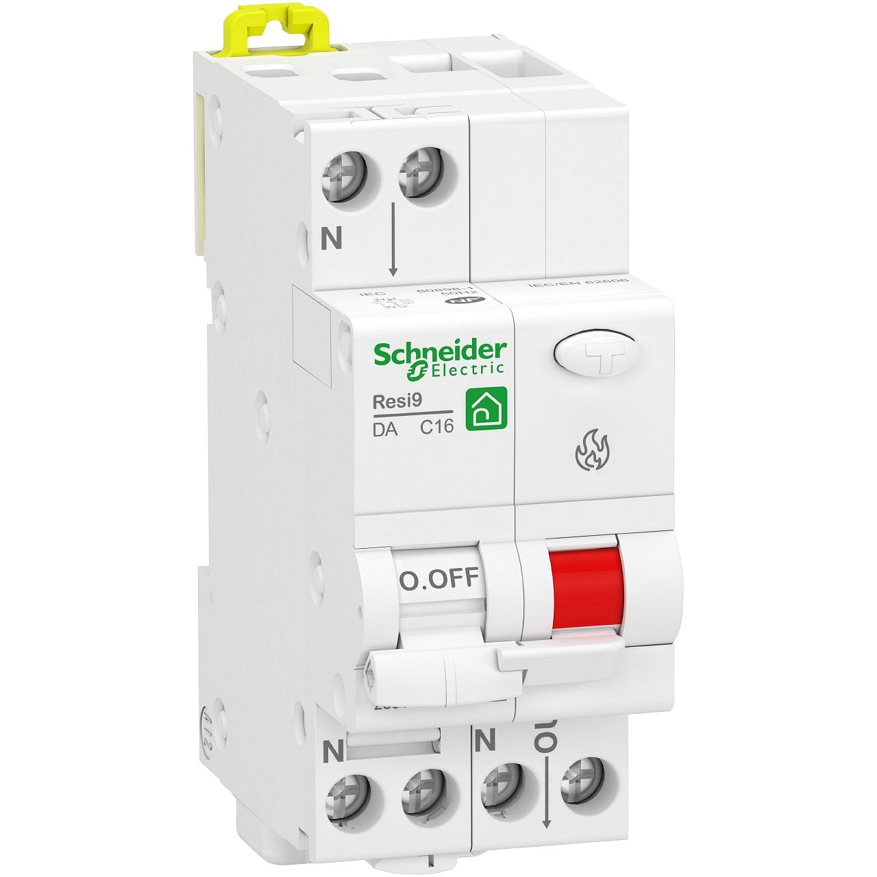 Resi9 - disjoncteur détecteur d'arc - 1P+N - 16A - courbe C - peignable