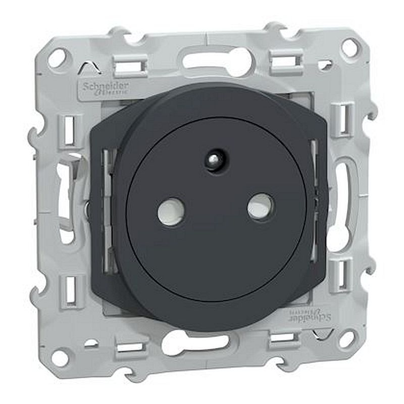 Ovalis - prise 2P+T 16A affleurante - bornes auto - Anthracite - Griffes montées