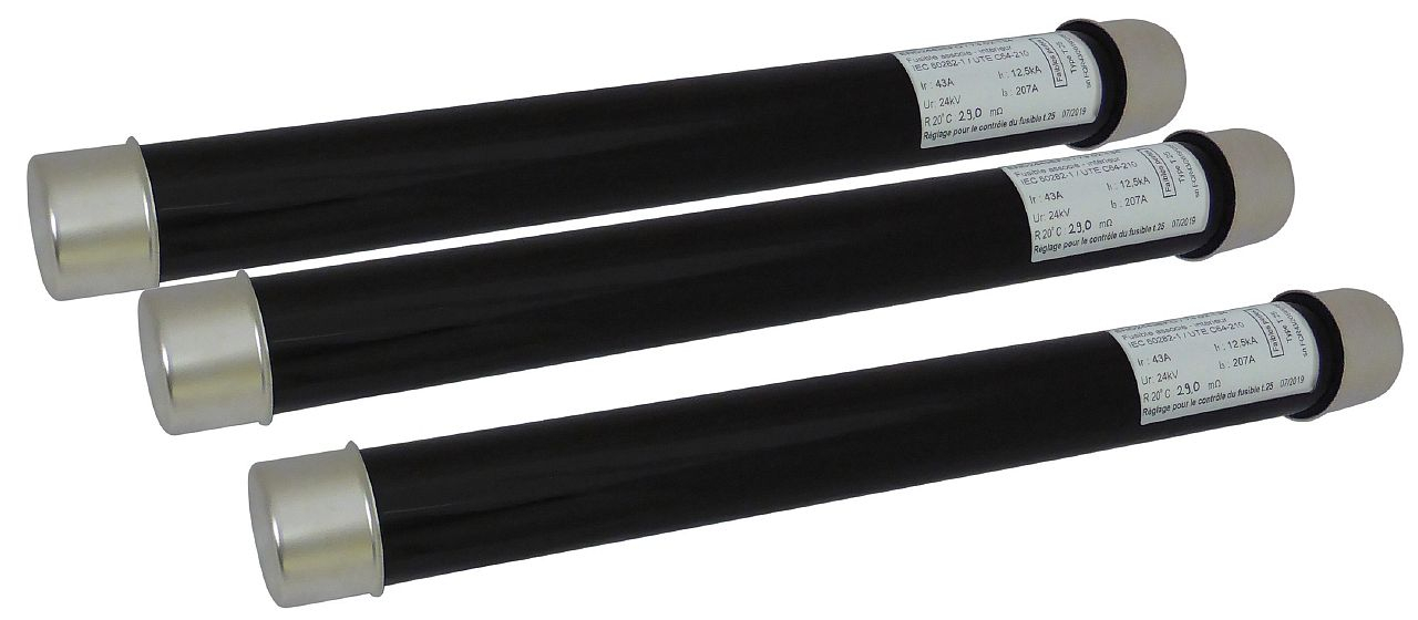 ENS. 3 FUSIBLES HTA 24KV 43A