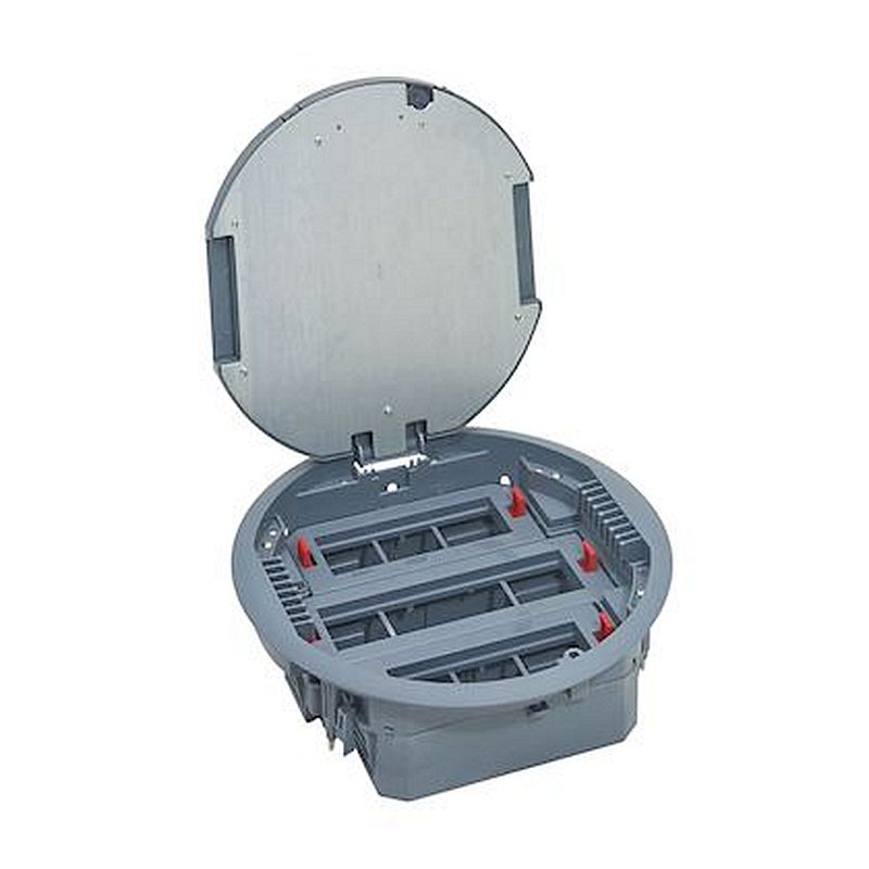 Boite de sol ronde hauteur réglable couv plastique pour prise horizontal -20 mod