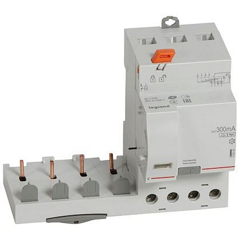 Bloc diff adaptable à vis DX³ pour disj 1 module/pôle 4P 400V~ 40A typeF 300mA