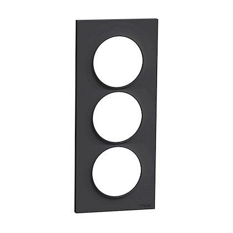 Odace Styl, plaque Anthracite 3 postes verticaux entraxe 57mm