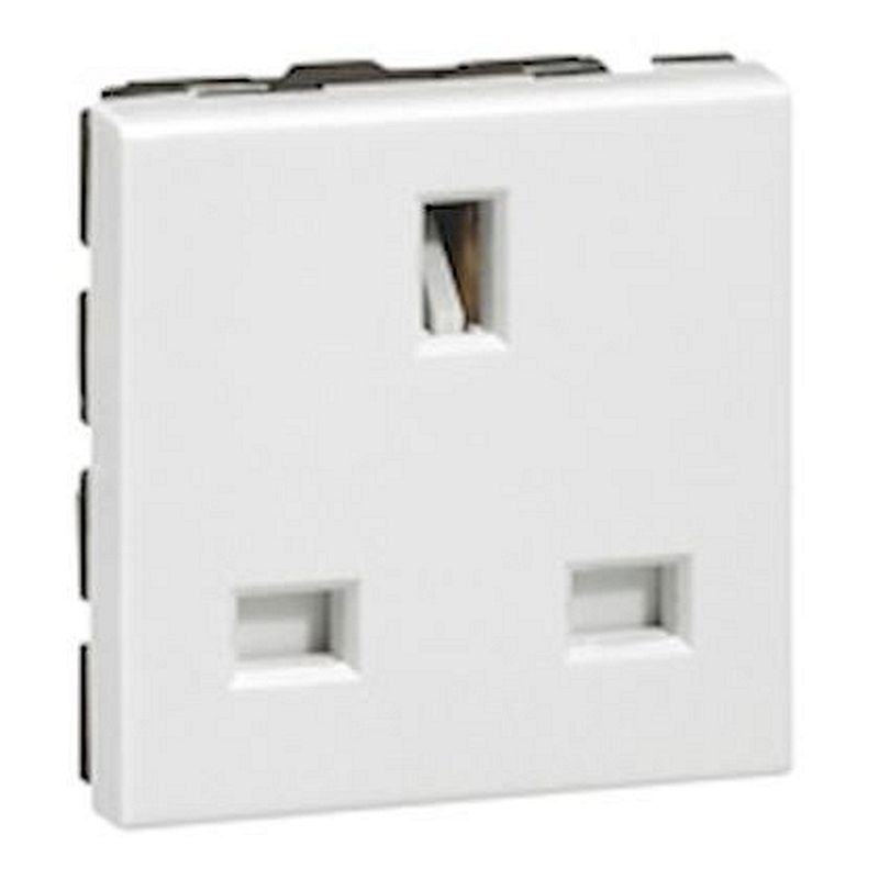 Prise de courant 2P+T 13A standard britannique Mosaic 2 modules - blanc