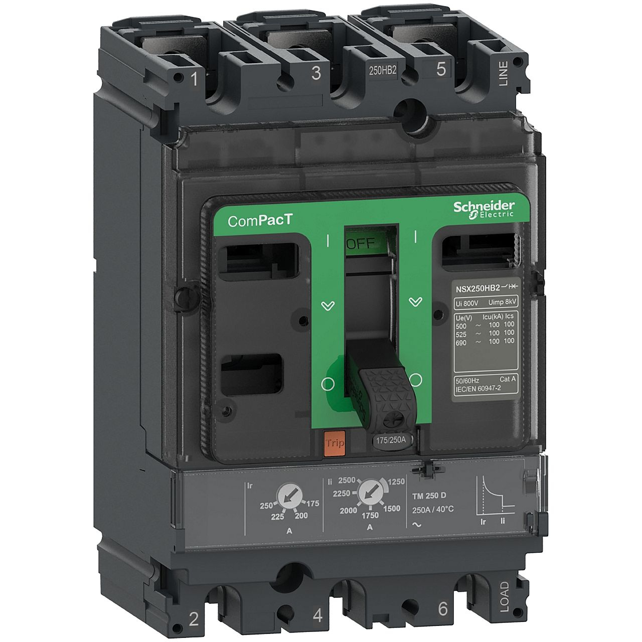 ComPacT NSX250F - disjoncteur - TM-D 250A - 3P3D - 36kA - montage fixe