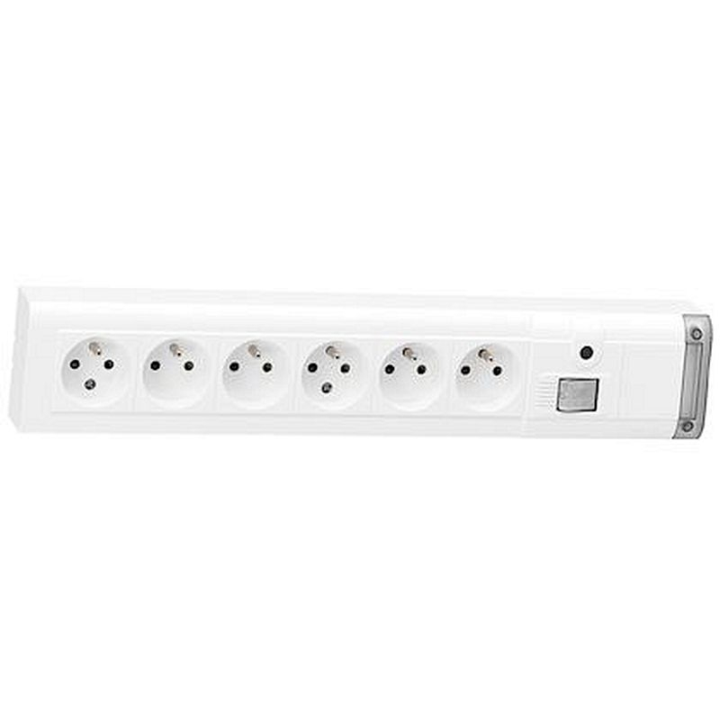 Bloc multiprise fixable 6x2P+T + inter voyant - longueur 399mm