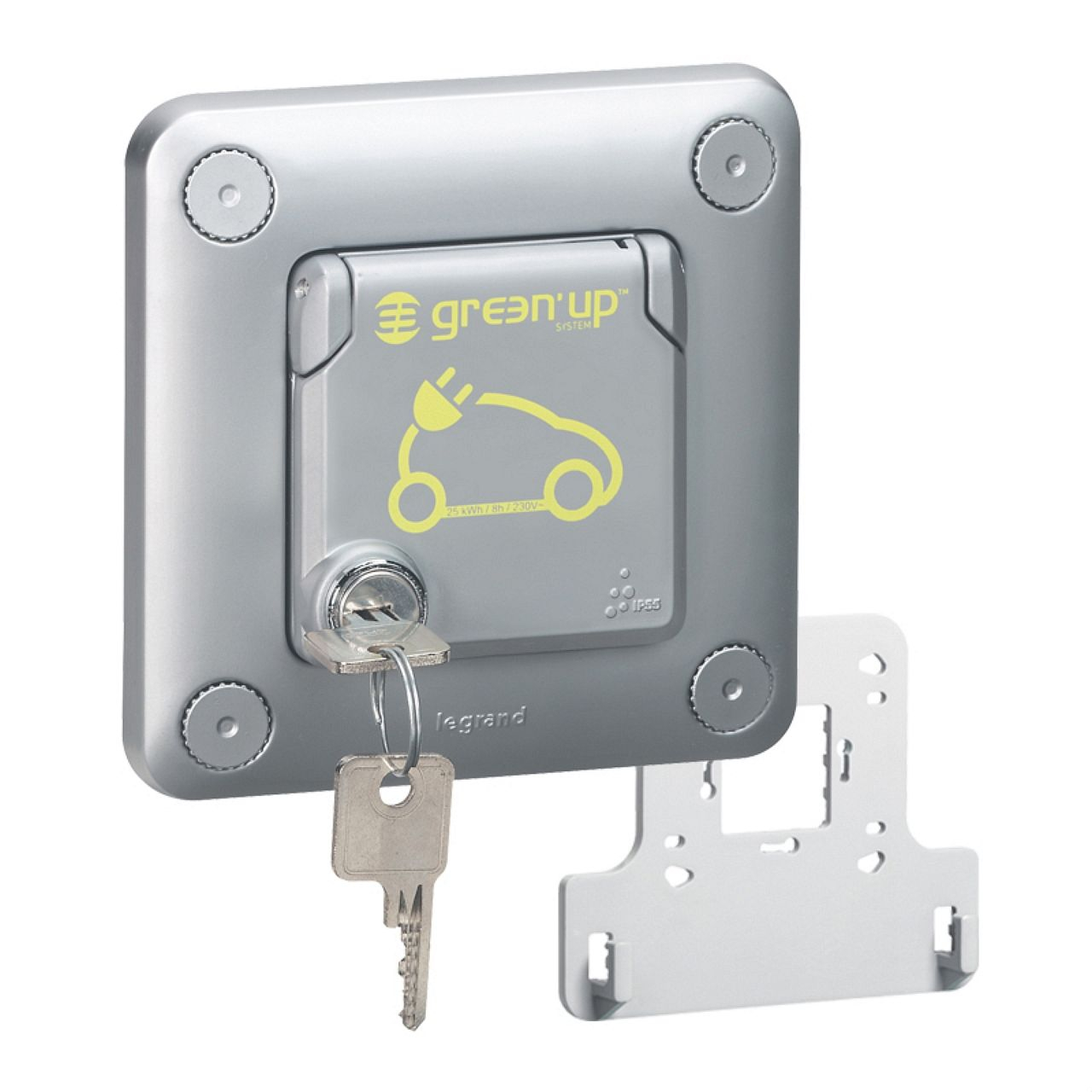 Prise Green'up Access - 3,2 kVA - Mode 2 - IP55-IK10 - encastré volet verrouillé