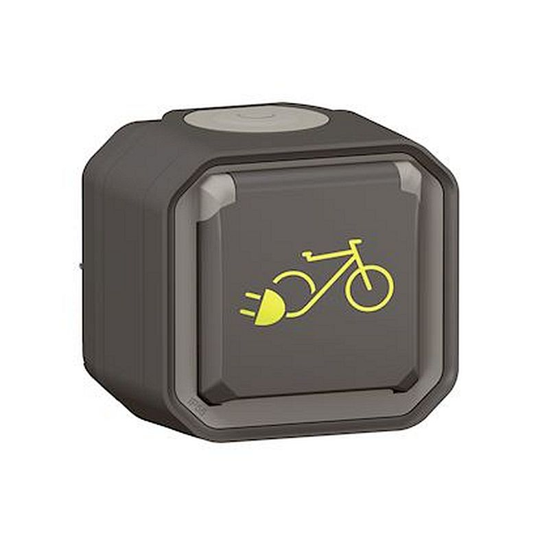 Prise de courant Plexo pour recharge 2 roues électriques complet anthracite