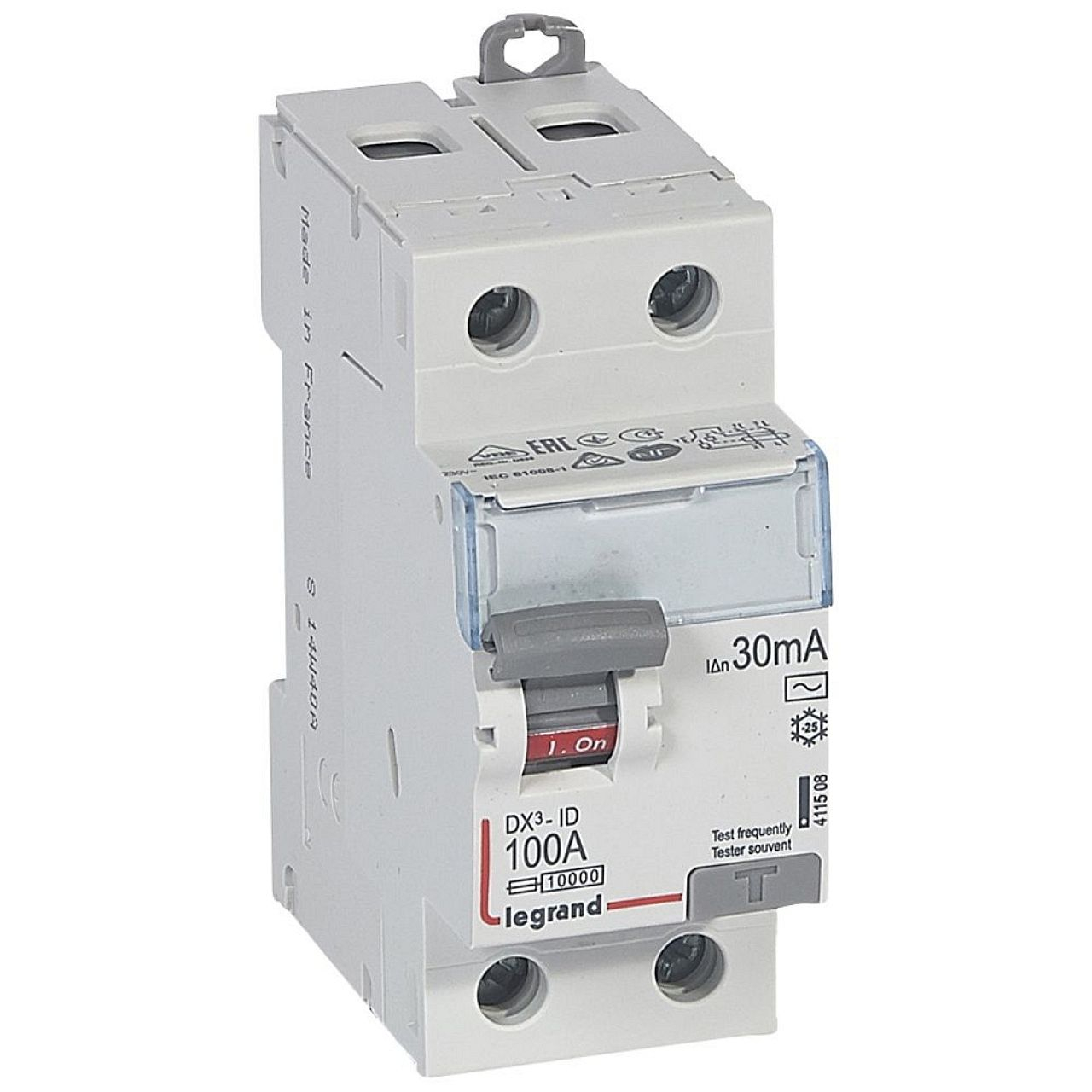 Interrupteur différentiel DX³-ID haut/bas vis - 2P 230V~ 100A typeAC 30mA -2 mod