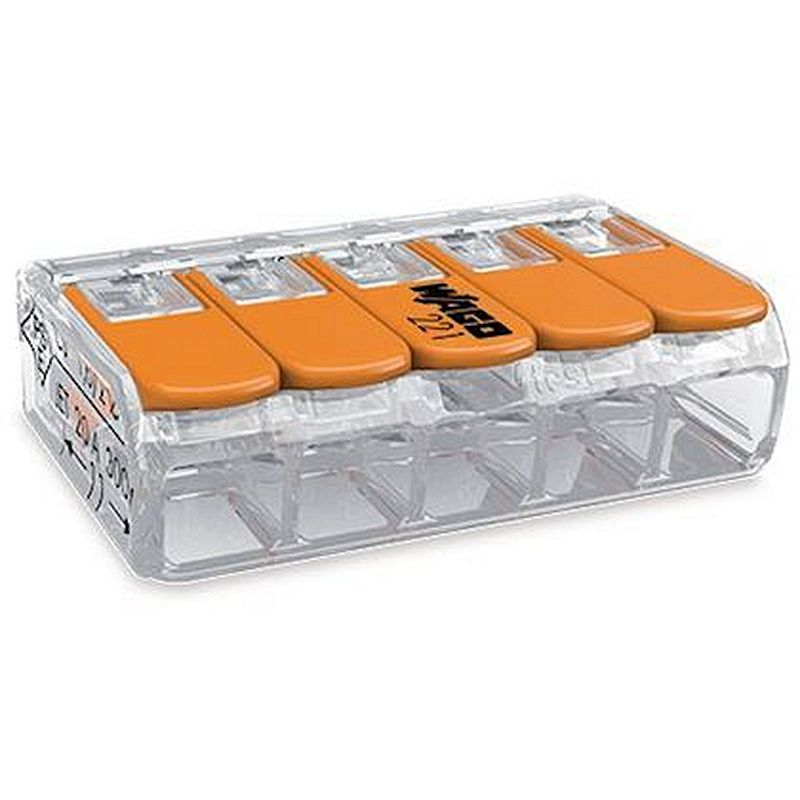 Borne WAGO 221 Mini 5x4mm² à leviers souple & rigide