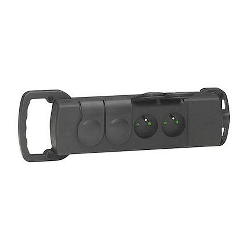 Rallonge caoutchouc équipée de 4 prises avec terre avec volets IP44