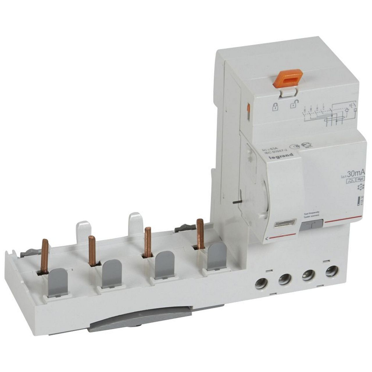Bloc diff adaptable à vis DX³ pour disj. 1,5 mod/pôle -4P 63A -typeF 30mA