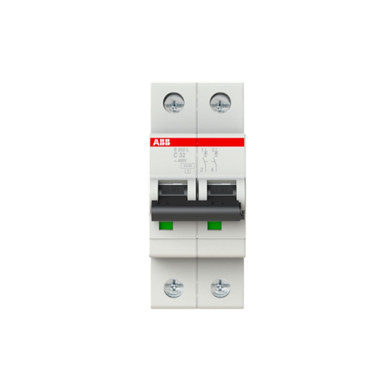 Disjoncteur S202L 2P 32A Courbe C Raccordement à vis - 6KA (2Modules)