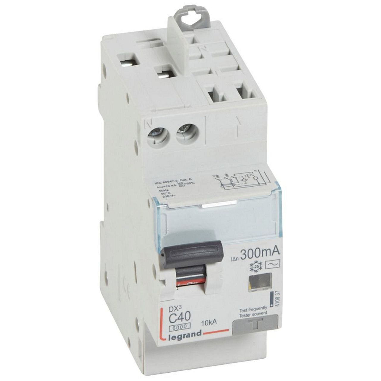 Disjoncteur diff DX³ 6000 -vis/auto-U+N 230V~-40A-typeAC-300mA courbe C - 2M