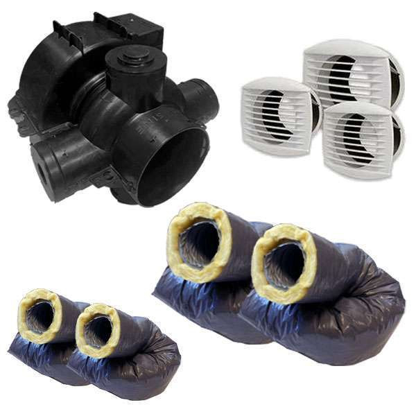 Kit VMC simple flux autoréglable avec gaines - Ventil'Eco ECONONAME -  