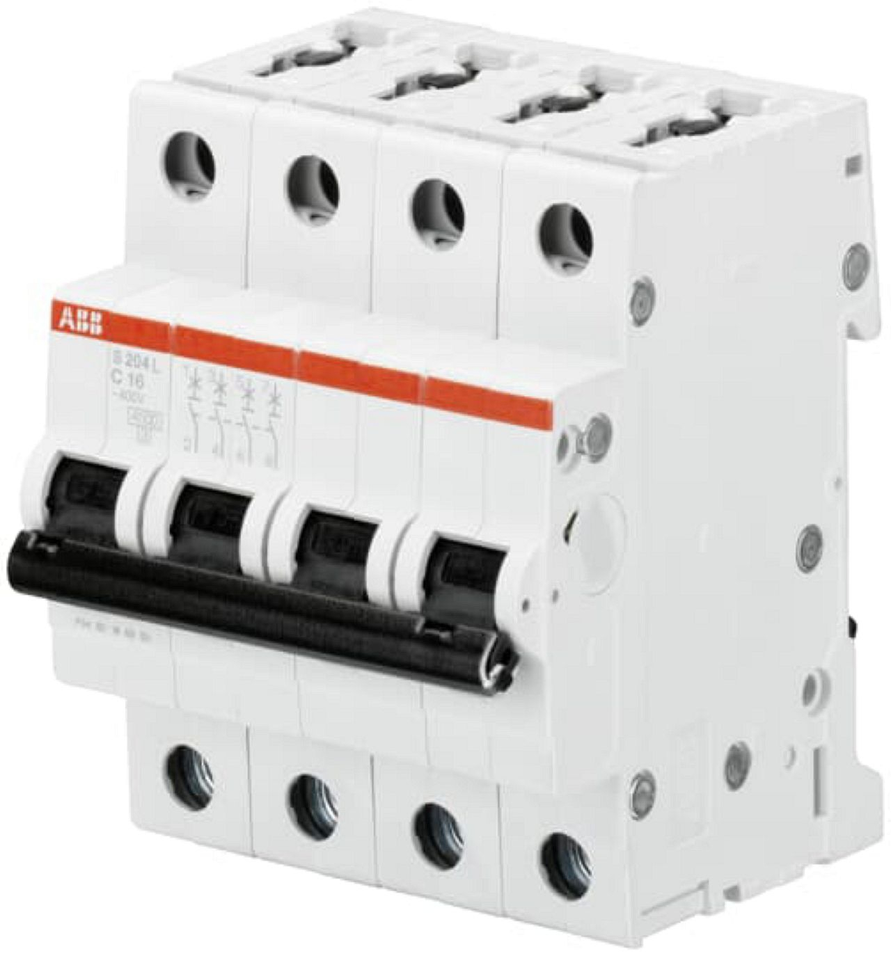 Disjoncteur S204L 4P 16A Courbe D Raccordement à vis - 6KA (4Modules)