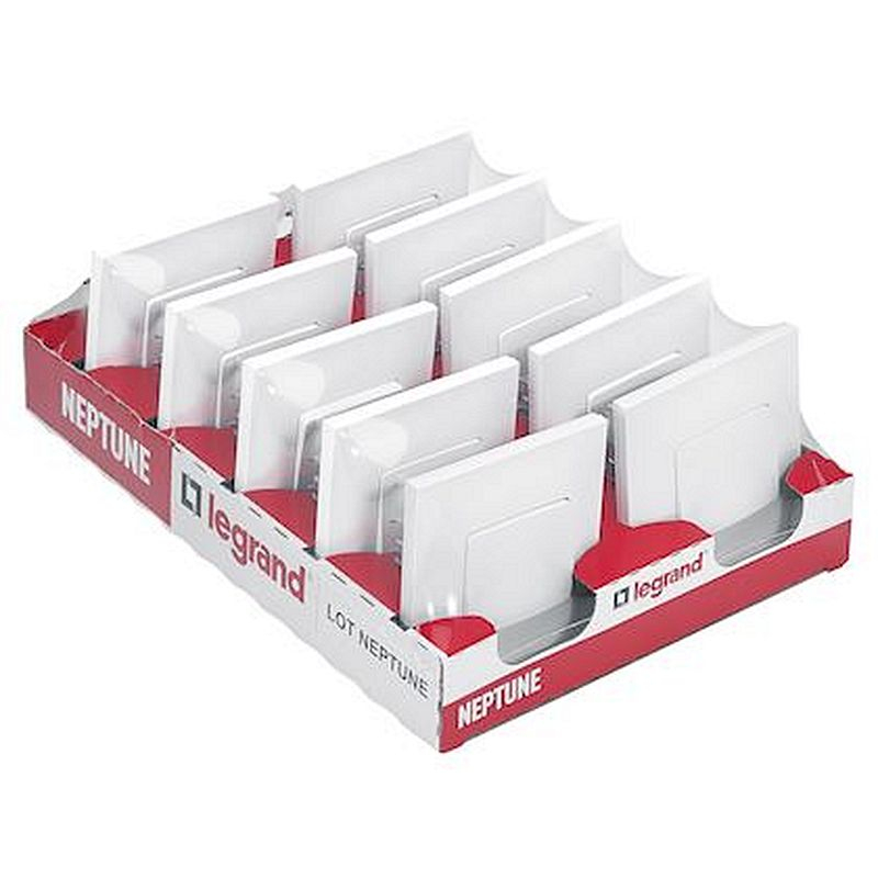 Lot de 10 interrupteurs ou va-et-vient Neptune - blanc