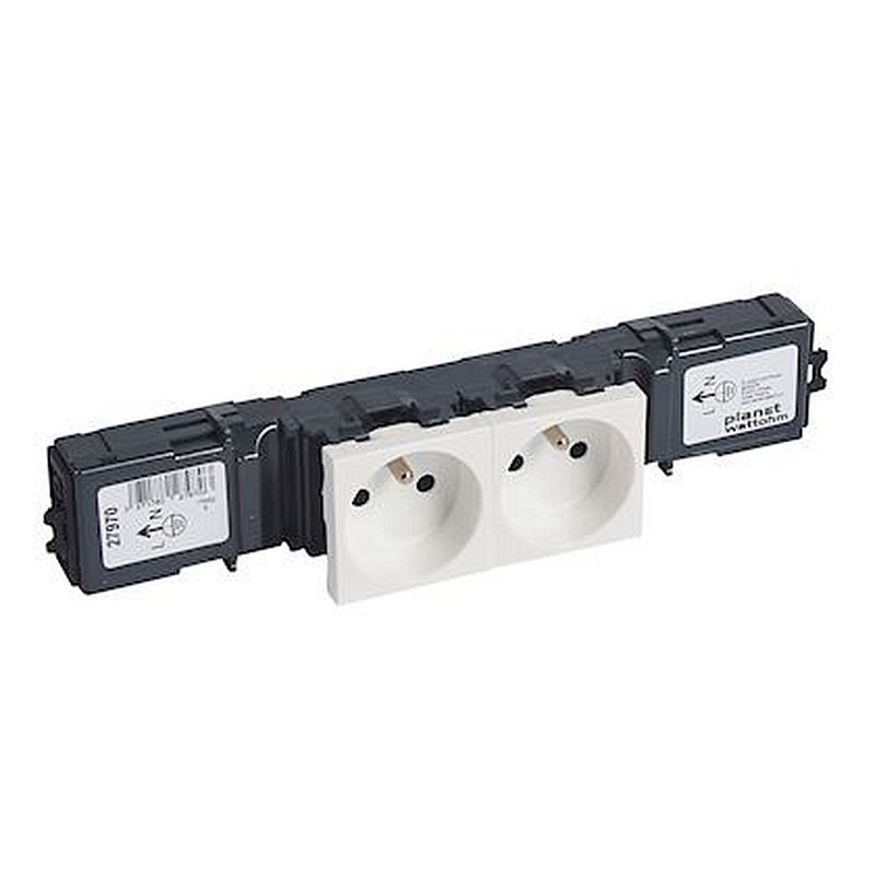 Bloc prise pour goulotte Logix 45 - 2x2P+T Wieland - Blanc Artic