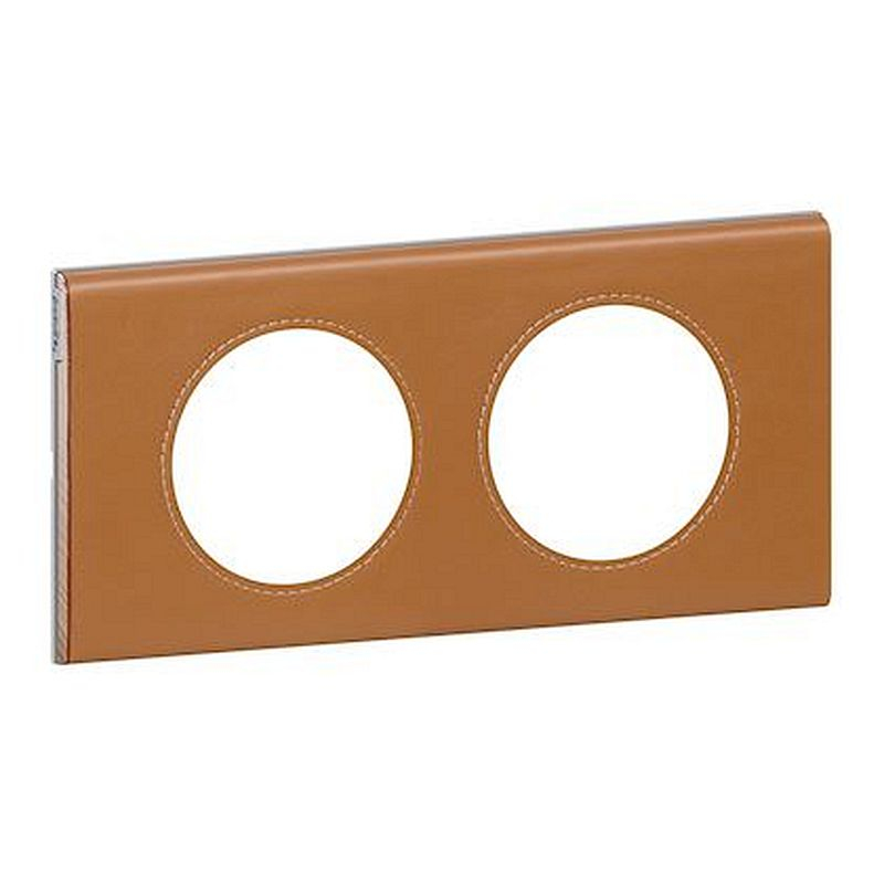 Plaque Céliane Matières 2 postes - finition Cuir Caramel