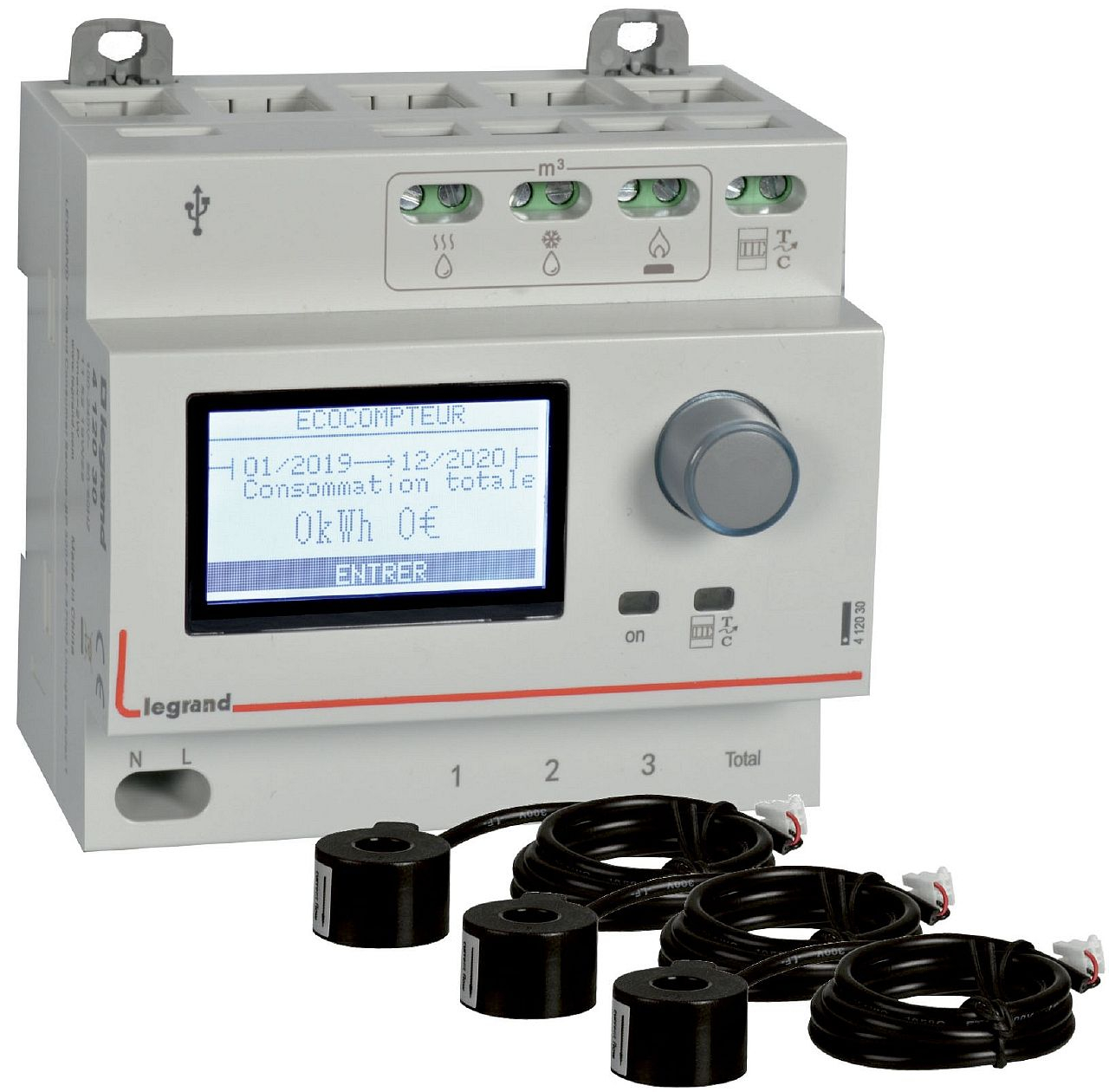 Pack Ecocompteur avec 3 transformateurs de courant fermés 60A