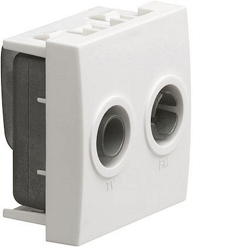 Systo prise TV+FM passage/terminale 10dB 2 modules Blanc