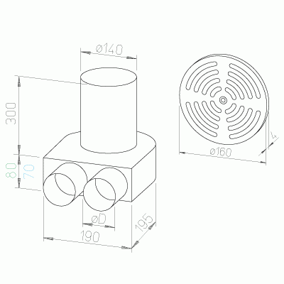 Kit plénum sol coudé 2x75/140 - FRS-BKGS 2-75 - 9992 HELIOS VENTILATEURS - 9992 