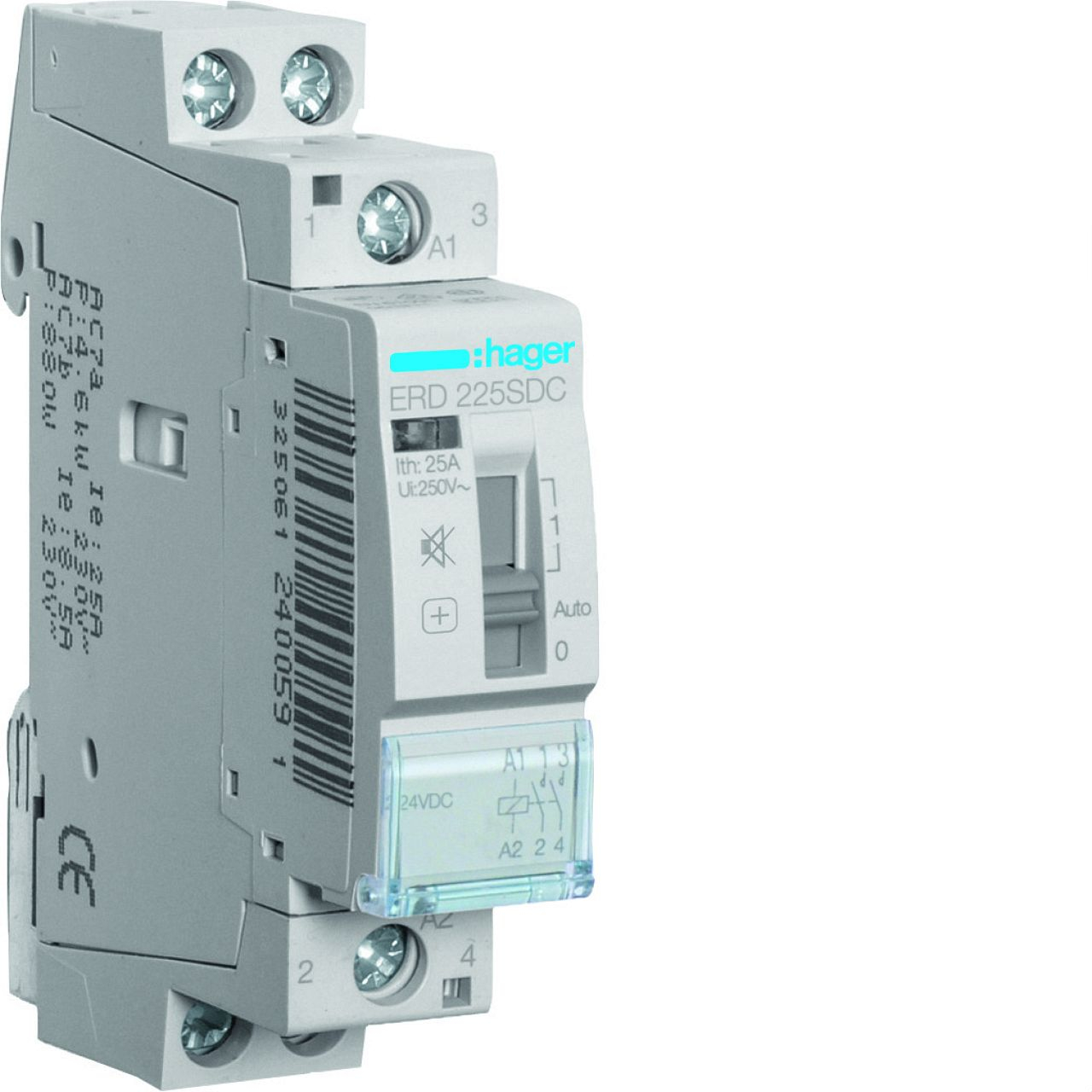 Contacteur silencieux à commande manuelle 25A, 2F, 24V