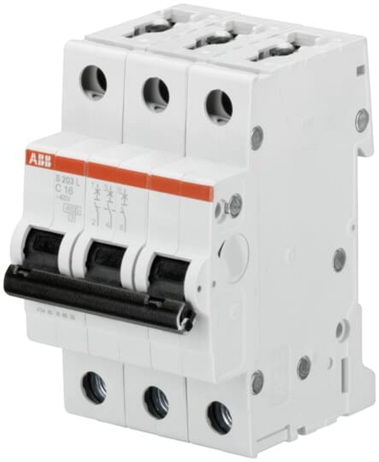 Disjoncteur S203L 3P 16A Courbe C Raccordement à vis - 6KA (3Modules)