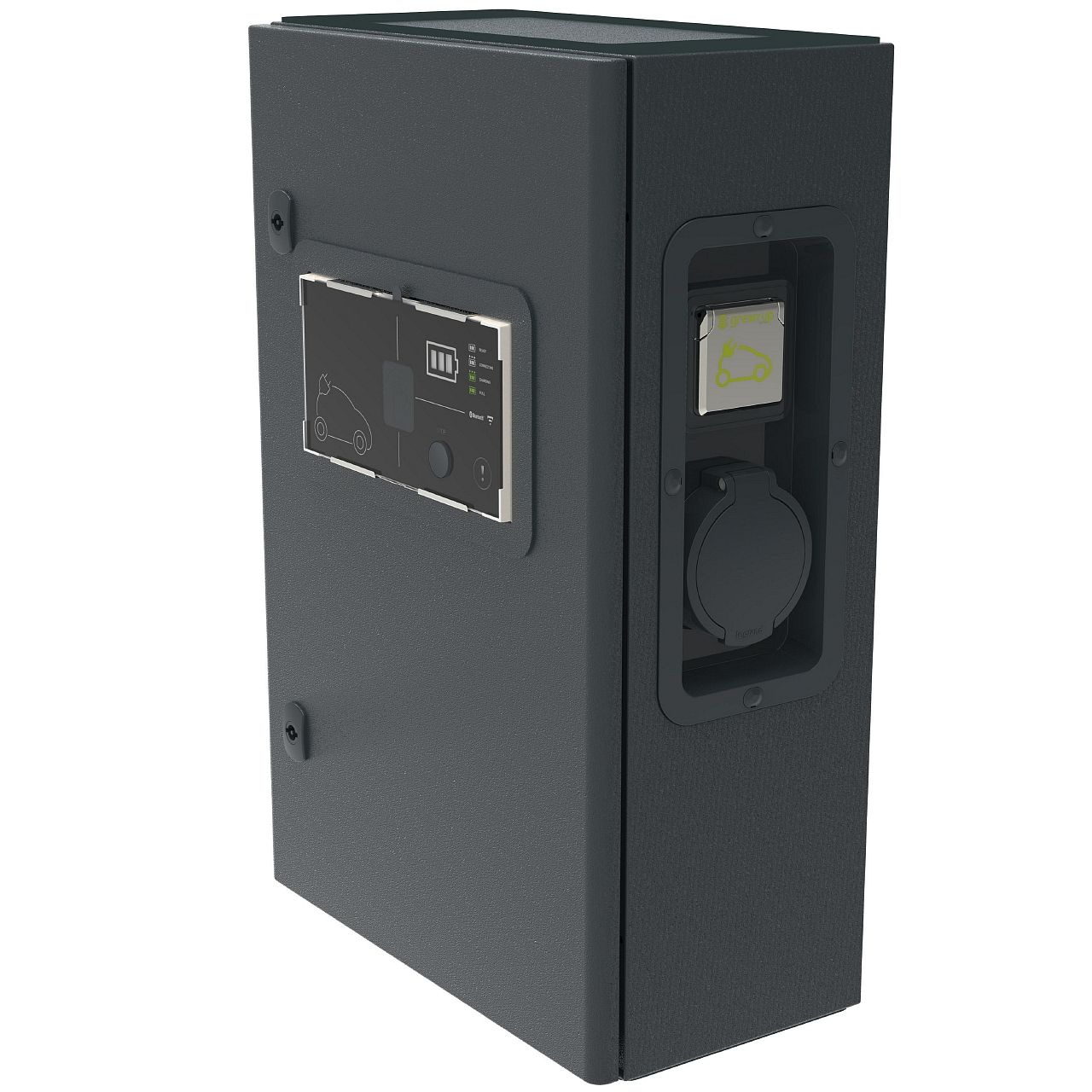 Borne 1 VE mono Green'up Premium avec protection 3,7kW à 4,6kW Mode 2/3 métal
