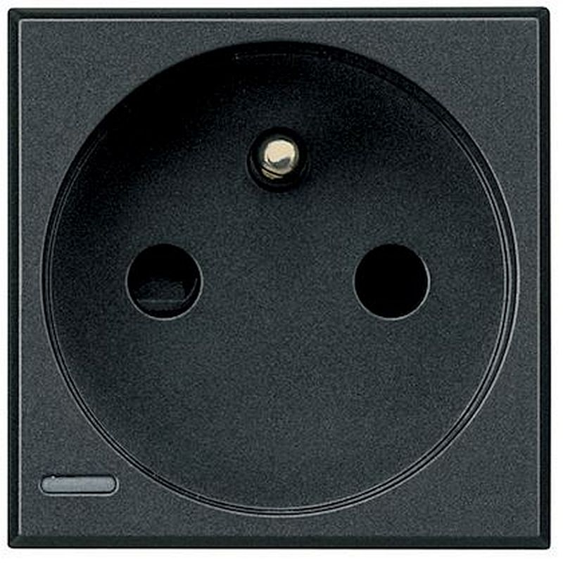 Prise de courant 2P+T Axolute bornes à vis - finition Anthracite - 2 modules