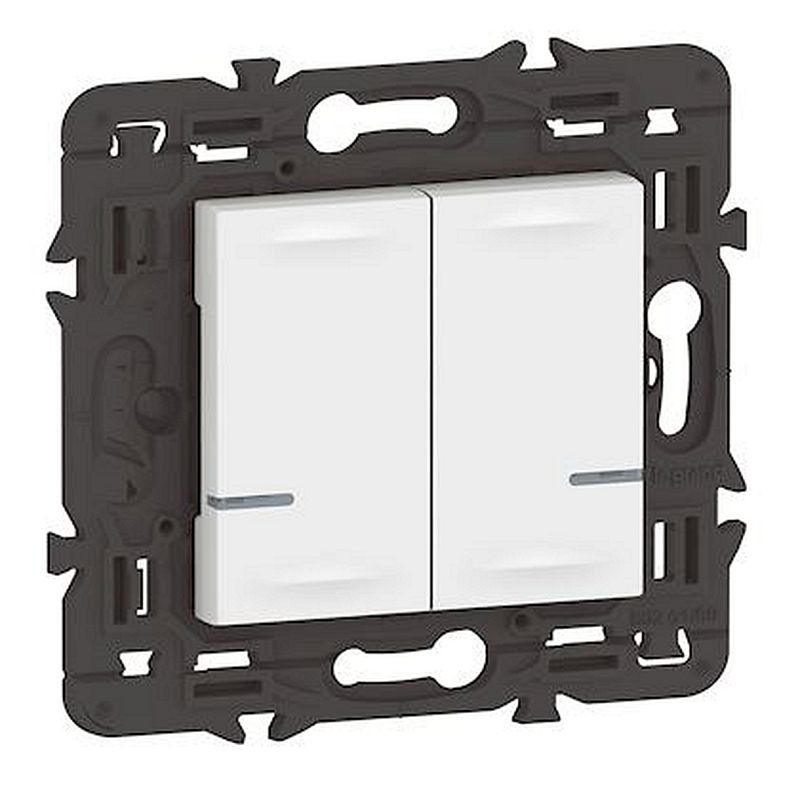 Interrupteur double avec Neutre connecté Mosaic with Netatmo sans plaque blanc