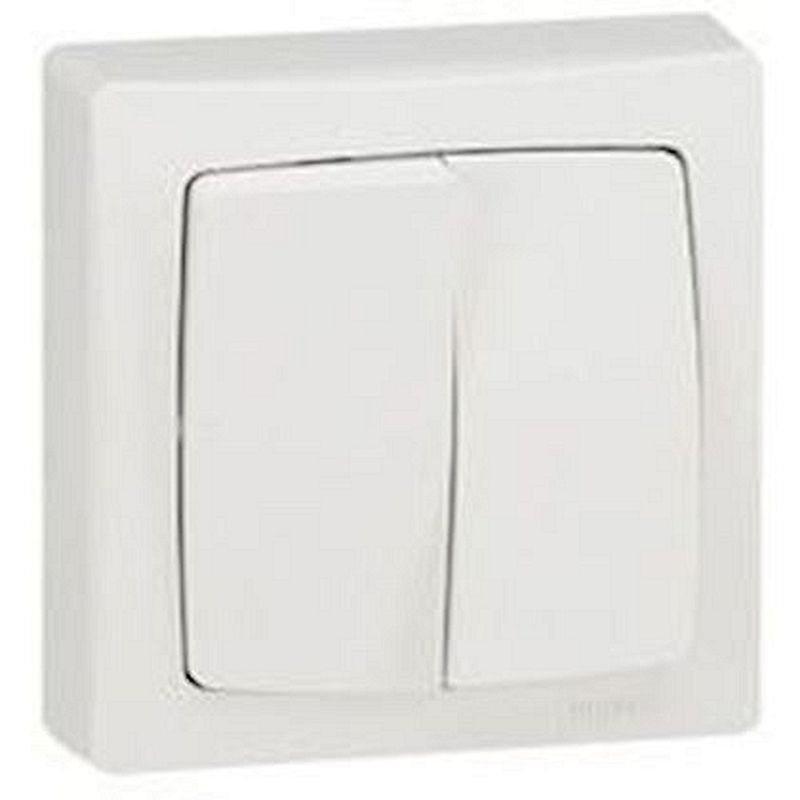 Va-et-vient et poussoir 6A Appareillage saillie complet - blanc