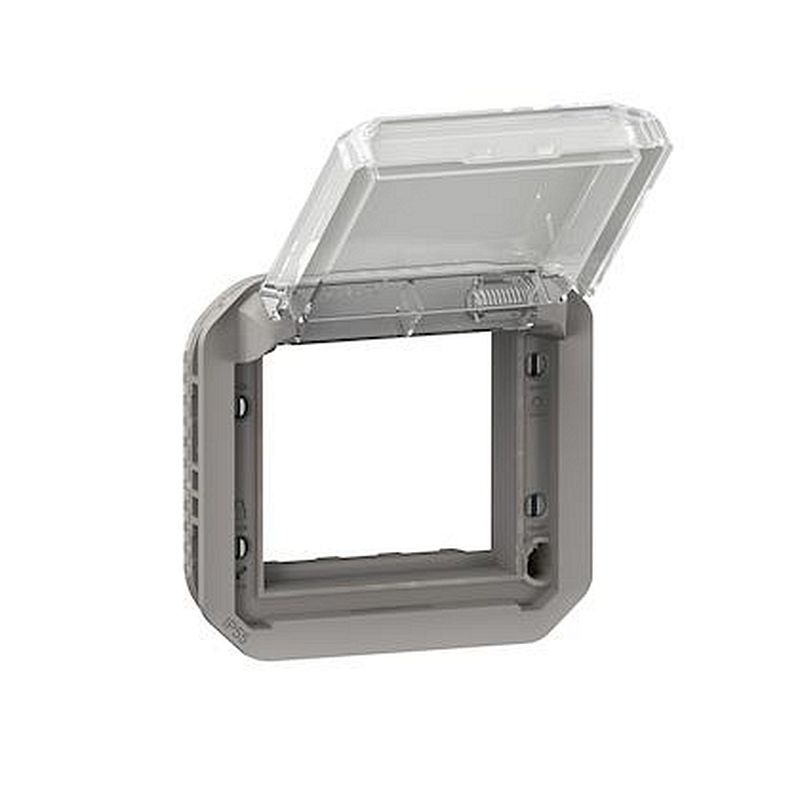 Adaptateur Plexo à volet transparent pour Mosaic - composable gris