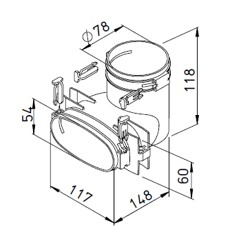 Raccord mixte vert. 51x114 / ⌀75 - FRS-UV 51-75 - 3860 HELIOS VENTILATEURS - 3860 
